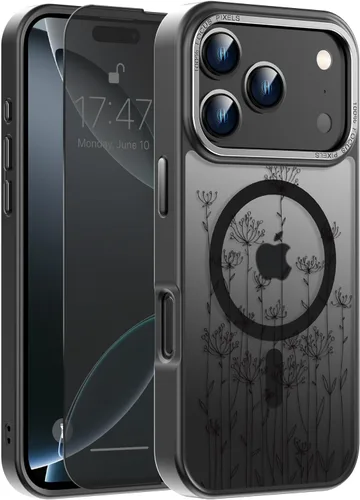 Vista 92 de Goodon para iPhone 15 Pro Max con protector de pantalla de privacidad, compatible con Magsafe, funda translúcida mate a prueba de golpes - Linda