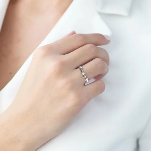 Vista 9 de Anillos de boda estéticos para mujeres, adolescentes, niñas, 3 piezas y cuentas en espiral, giro de una sola vuelta, anti estrés, anillos apilables