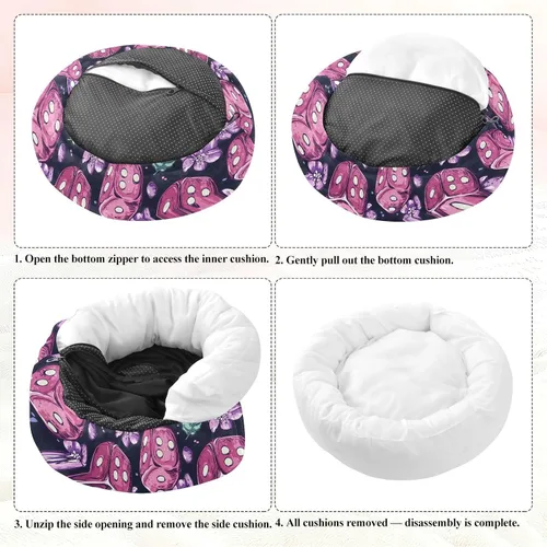 Vista 7 de Wudan Pet Cat Bed Anxiety Relief Fluffy Dog Pillow Bed for Medium Size Pets Sleeping XS Cute Lavender Casino