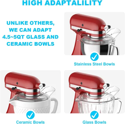 Vista 5 de Escudo de vertido para tazón KitchenAid de 4.5~5 QT (acero inoxidable, vidrio, cerámica) – Escudo de vertido de seguridad transparente