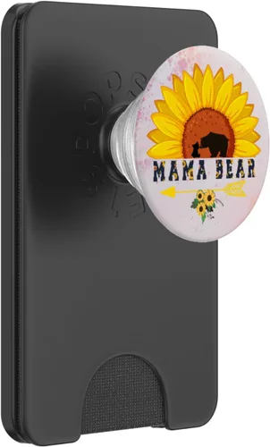 Vista 7 de Mamá oso de girasol floral lindo bebé cachorro PopSockets agarre y soporte para teléfonos y tabletas, Negro