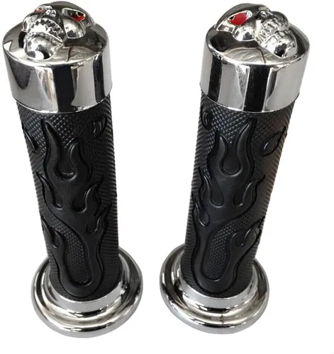 Vista 3 de Puños de 7/8 pulgadas WATERCRAFTS Flame Gel Style Thinner Wall Skull NEGRO [P/N: XH4071-NEGRO]