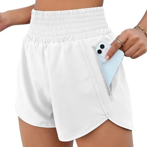 Vista 4 de Pantalones cortos deportivos para mujer, para correr, de secado rápido, casuales, talla grande, cintura elástica, pantalones deportivos de yoga