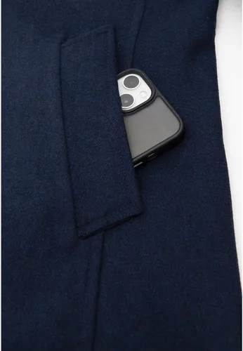 Vista 4 de Lisskolo Abrigo de lana para hombre, mezcla de lana, doble botonadura, cuello con muescas, abrigo de lana cálido, chaquetas de invierno