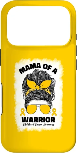 Vista 30 de Mama of A Warrior Messy Bun Mom Childhood Cancer Awareness Case for iPhone 17