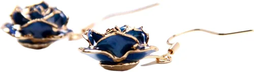 Vista 2 de Eternal Rose Pendientes colgantes de oro de 24 quilates con flor de rosa real para mujer Azul terciopelo