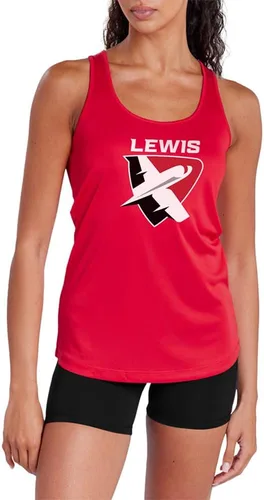 Vista 489 de Camiseta deportiva sin mangas oficial de NCAA Collegiate para mujer, con espalda cruzada, colección con logotipo primario