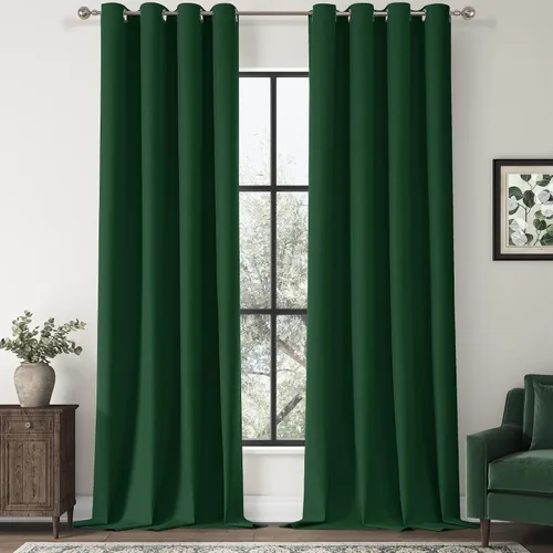 Vista 11 de ChrisDowa Cortinas 100% Opacas de Abedul Sólido de 45 Pulgadas de Largo, 2 Paneles para Dormitorio y Sala de Estar, Estilo Granja Oscurecedoras