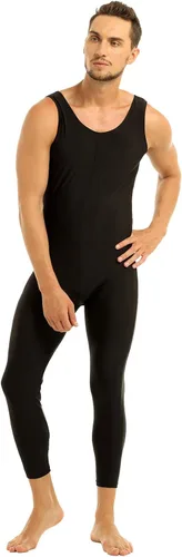 Vista 3 de renvena Body de licra sin mangas para hombre de cuerpo completo ajustado traje de baile