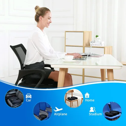 Vista 5 de SAIREIDER Cojín para Silla de Oficina, Cojín de Asiento de Automóvil, Almohadillas de Cojín de Coxis de Espuma Viscoelástica para Dolor de Coxis
