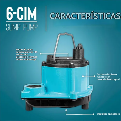 Vista 4 de Little Giant 6-CIM-R 115V, 1/3 HP Bomba manual de sumidero/utilidad, cable