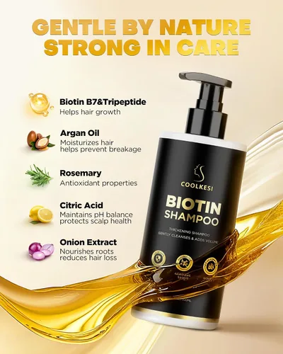 Vista 9 de Juego de champú y acondicionador de biotina para crecimiento del cabello con infusión de tripéptido, tratamiento hidratante voluminizador