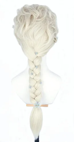 Vista 3 de Topcosplay Peluca de cosplay rubia+6 horquillas de cabello largo trenzado para Halloween, disfraz de princesa