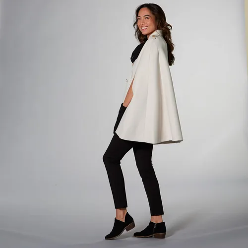 Vista 4 de Hadley Wren Women's Button Down Poncho Collared Double Breasted Cape