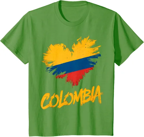 Vista 48 de Camiseta con la bandera del corazón de Colombia
