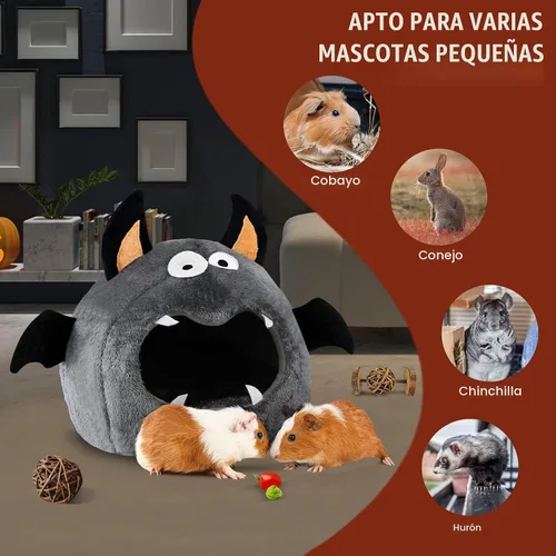 Vista 4 de Escondite de conejillo de indias, cama de conejillo de indias, piel de mascota pequeña estilo Halloween, cama ideal para mascotas pequeñas