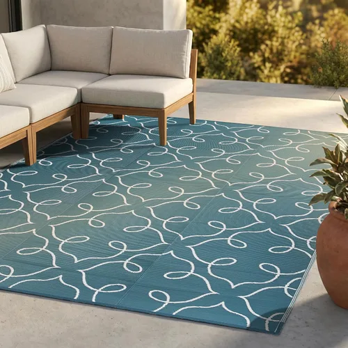Vista 21 de FH Home - Alfombra para exteriores de camping, impermeable, resistente a la decoloración, reversible, plástico reciclado de alta calidad, a rayas