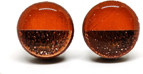 Vista 16 de Dos tonos con aretes de 10 mm de metal martillado falso, aretes redondos para mujeres, niñas y hombres, hechos a mano, postes de acero inoxidable