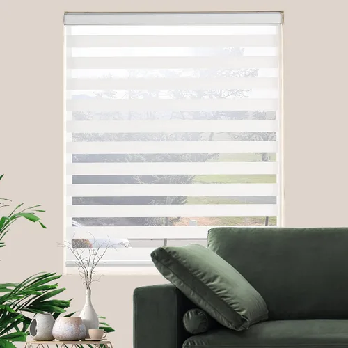 Vista 8 de Persianas opacas de cebra, de doble capa y sin interrupciones, oscurecimiento de la habitación, persianas para ventanas de interior, filtrado