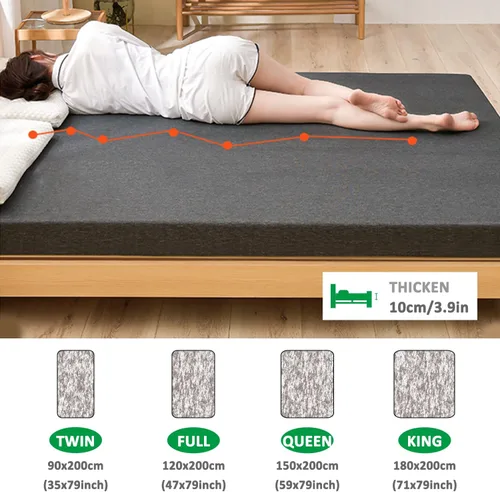 Vista 3 de Cubrecolchón de espuma viscoelástica de gel, protector de colchón refrescante, cubrecolchón de cama con infusión de gel con funda extraíble lavable