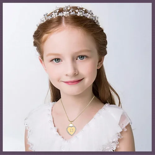 Vista 7 de CaleesLLC Collares con inicial de acero inoxidable chapado en oro de 14 quilates 26 letras de la A a la Z collar personalizado con corazón