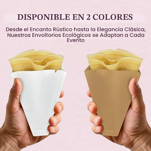 Vista 7 de Friteshop Eco Brown - Envolturas de crepé japonesas, conos desechables seguros para alimentos para crepes, postres, recipientes de papel resistentes