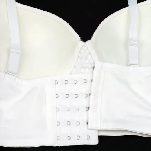 Vista 9 de ELLACCI Corsé de diamantes de imitación con strass de mujer, top corto con bustier y push up, sexy, punk, blanco