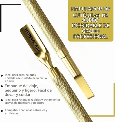 Vista 4 de Utopia Care Herramienta empujadora de cutículas y limpiador de uñas de cuchara, removedor y cortador profesional de cutículas de acero inoxidable