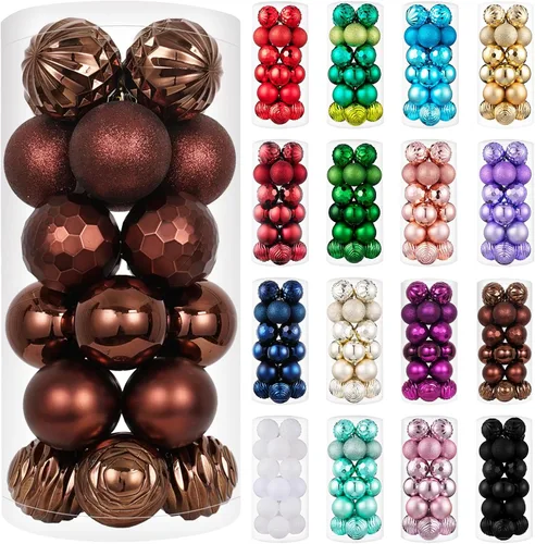 Vista 84 de XmasExp Juego de 24 mini esferas de Navidad inastillables para bolas de árbol de Navidad, 1.18 pulgadas (negro)