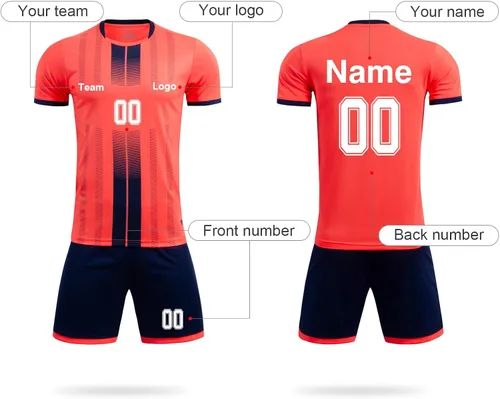 Vista 4 de LAIFU Camiseta de fútbol personalizada para niños y adultos, con número de nombre, equipo y logotipo