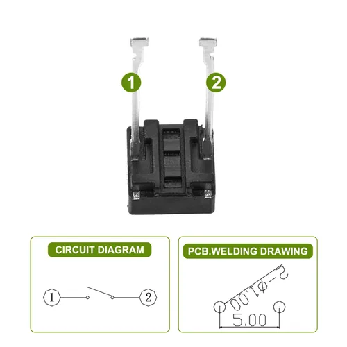 Vista 5 de Chanzon Interruptor de botón táctil táctil 0.236x0.236 x0.169 in Micro Momentary Tact Switch 2 pin 20 unids SPST Interruptores pulsadores