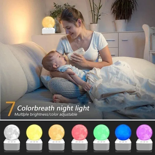 Vista 6 de Máquina de ruido blanco, altavoz de sonido para dormir con luz nocturna, 10 sonidos calmantes y naturales, muy adecuado para adultos y niños