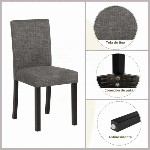 Vista 5 de Juego de mesa de comedor de 5 piezas para 4, juego de cocina de altura de mostrador con mesa cuadrada de madera y 4 sillas, sillas de sala