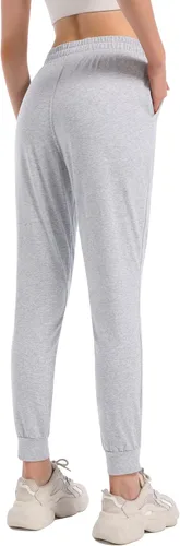 Vista 3 de HARTPOR Pantalones deportivos de algodón para mujer, pantalones deportivos para yoga, pantalones deportivos casuales para correr con bolsillos