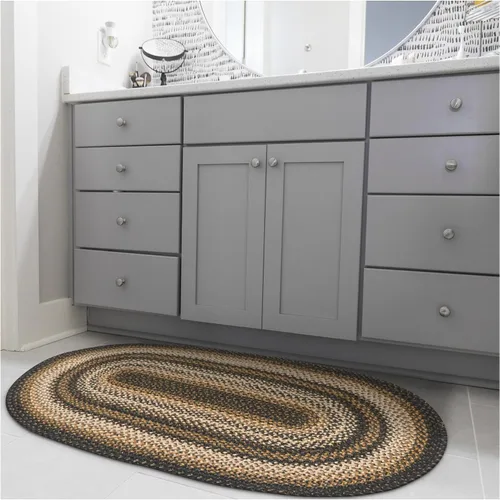 Vista 57 de Homespice Apple Pie - Alfombra ovalada roja de 2 x 3 pies, alfombra de cocina trenzada para decoración primitiva y rústica, reversible, yute sin