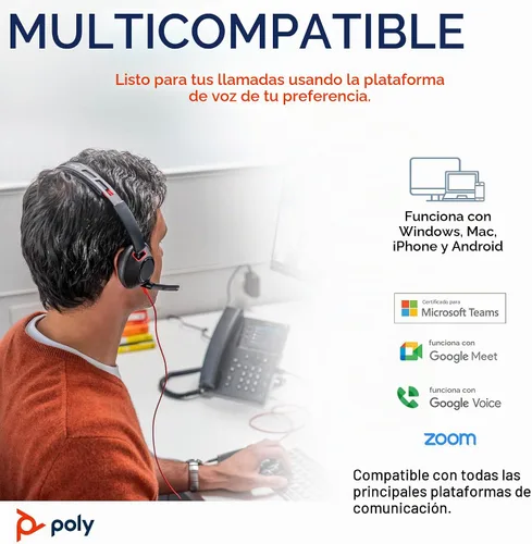 Vista 7 de Poly Blackwire 5210 - Auriculares con cable (Plantronics), micrófono flexible con cancelación de ruido, diseño de un solo oído, PC/Mac, móvil a
