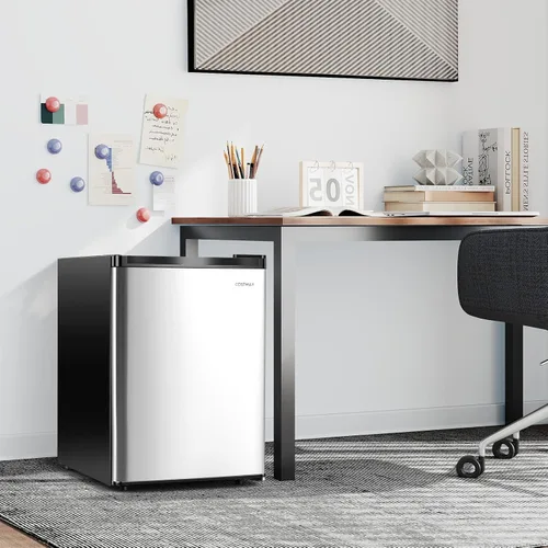 Vista 9 de COSTWAY Congelador pequeño de 2.1 pies cúbicos, mini congelador vertical compacto con puerta individual reversible, 7 termostatos ajustables, bajo