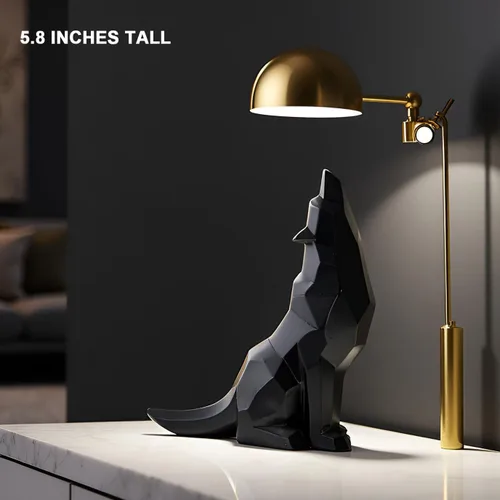 Vista 2 de Figura de lobo aullando negro para decoración del hogar, 5.8 pulgadas de alto