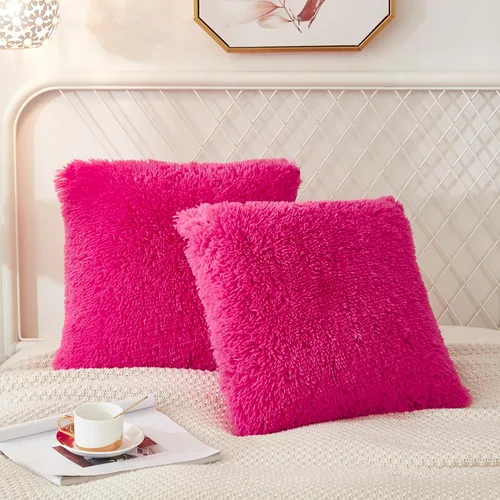 Vista 13 de Juego de 2 fundas de almohada estándar de piel sintética de terciopelo suave, fundas de almohada decorativas con cierre de cremallera