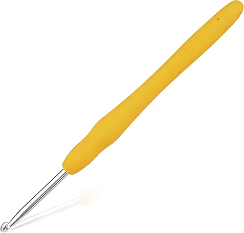 Vista 29 de Gancho de ganchillo de 0,5 mm, mango ergonómico para manos con artritis, agujas de tejer extra largas para principiantes y lana para ganchillo