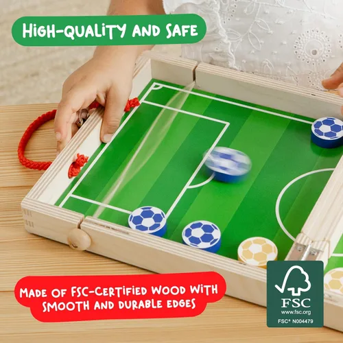 Vista 5 de Nene Toys Sling Goal, juego de disco de madera para niños y adultos, juego de mesa familiar de ritmo rápido para niños de 4 años en adelante, juego