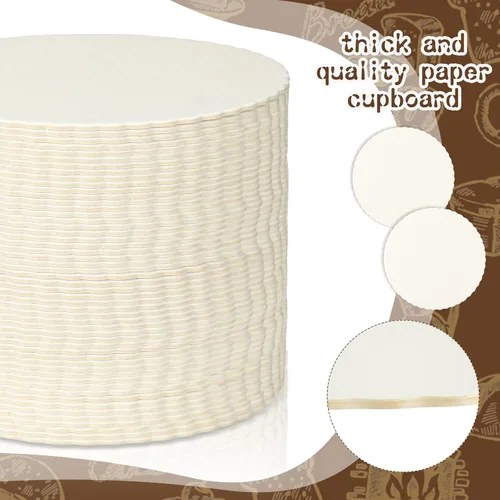 Vista 3 de Harloon 8 Pcs Disposable Paper Coasters for Drinks Bulk 4 Inch Bar Cardboard Scalloped Edge Absorbent Round Coasters for DIY Crafts Cup Catering