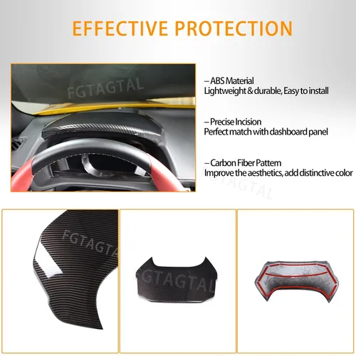 Vista 4 de Cubierta de tablero de consola central para Toyota Supra GR A90 A91 MK5 2019-2025, cubierta de borde de panel de tablero de ABS, bisel de cubierta