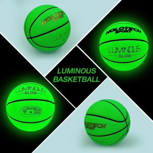 Vista 3 de Basketball Glow in The Dark, Cool Glowing Luminous Leather Basketball Indoor Outdoor Size 7/6/5 for Men, Women, Teenager (with Pump)
