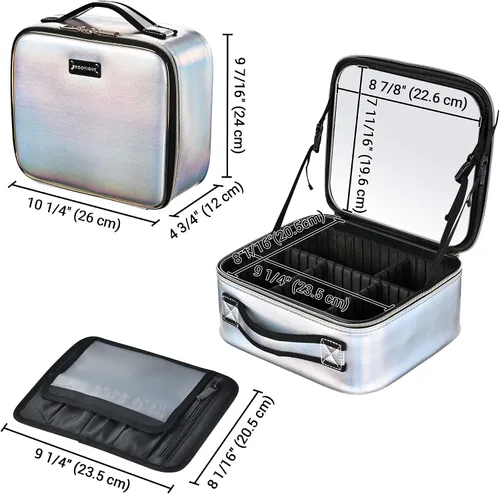 Vista 9 de BYOOTIQUE Bolsa de maquillaje de viaje para maquillaje, estuche de almacenamiento de cosméticos de 10 pulgadas, caja de almacenamiento portátil