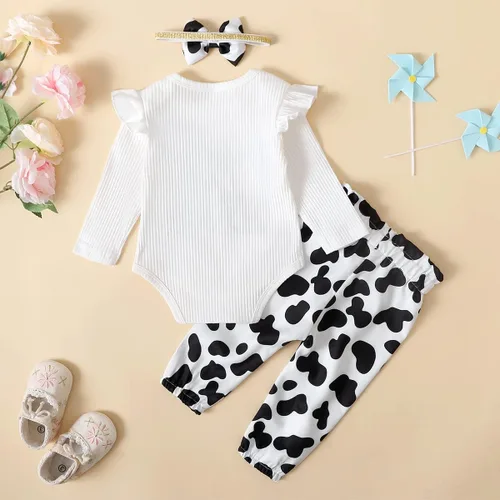 Vista 3 de Traje de primer cumpleaños para niña, traje de cumpleaños de vaca, traje de bebé Holy Cow I'm One