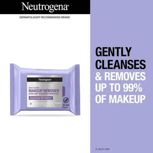 Vista 2 de Neutrogena Toallitas faciales desmaquillantes de limpieza relajante nocturna, toallitas faciales nocturnas para eliminar el sudor, la suciedad