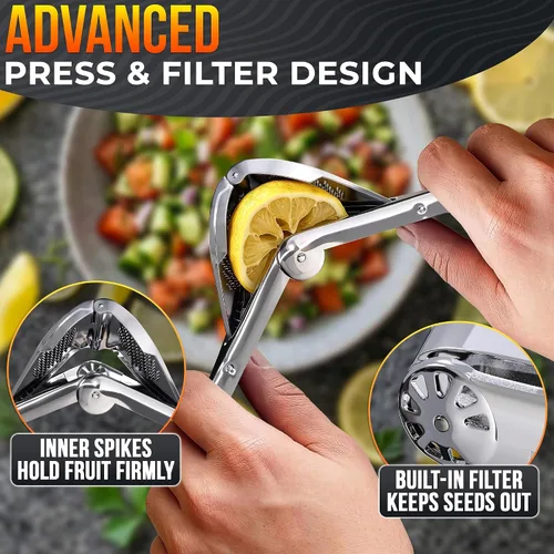 Vista 6 de Exprimidor de limón de acero inoxidable, Juicer de cítricos plegable plano resistente Lime Squeezer Presses Lemons and Limes to the Last Drop