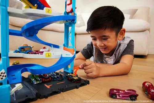Vista 2 de Hot Wheels City Transforming Race Tower & 1 Toy Car