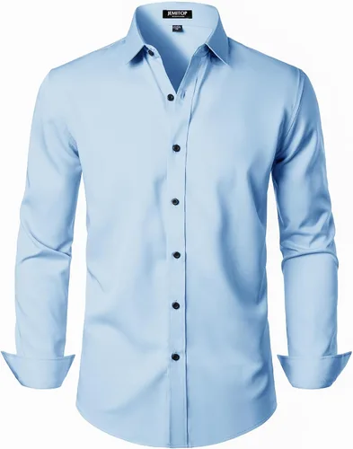 Vista 26 de JEMITOP Mens Stretch Wrinkle Free Dress Shirts Naranja quemado